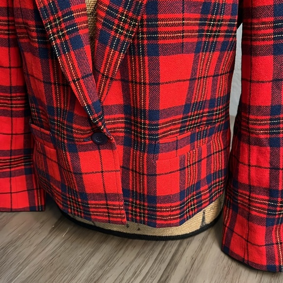 PENDLETON PETITES WOOL 1980’s PLAID RED LABEL BLAZER SIZE MEDIUM PETITE - Picture 2 of 16